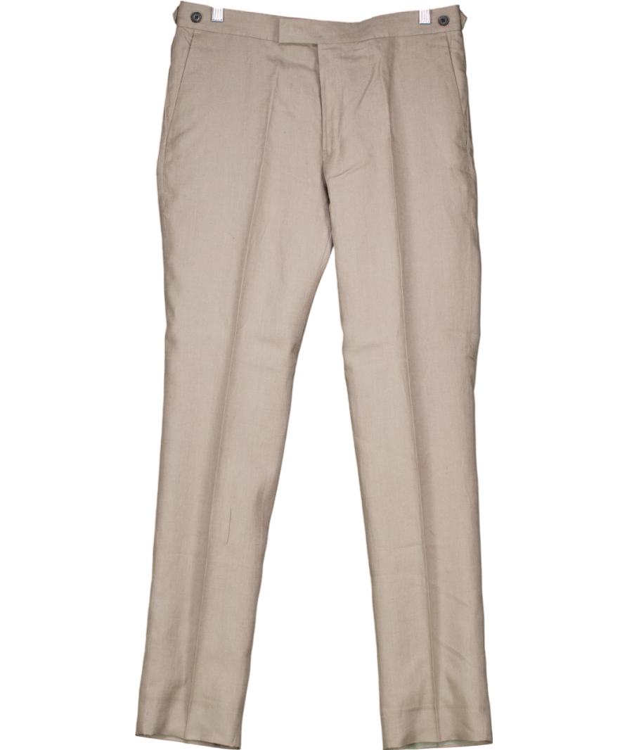 REISS Green Kin Slim Fit Linen Trousers W32
