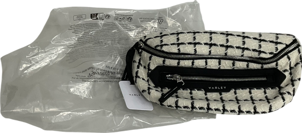 Varley White Roby Checked Wool-blend Belt Bag
