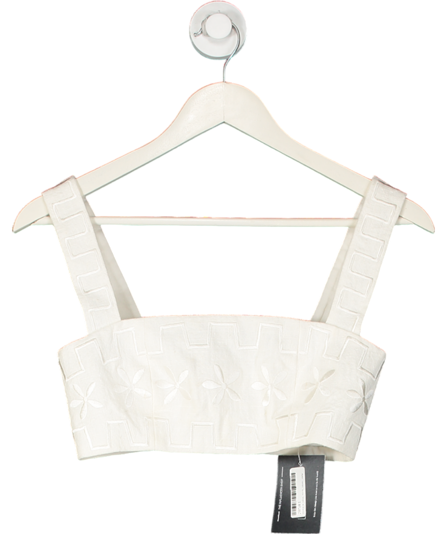 Isobel Badin White Flowers Forever Embroidered Crop UK 6