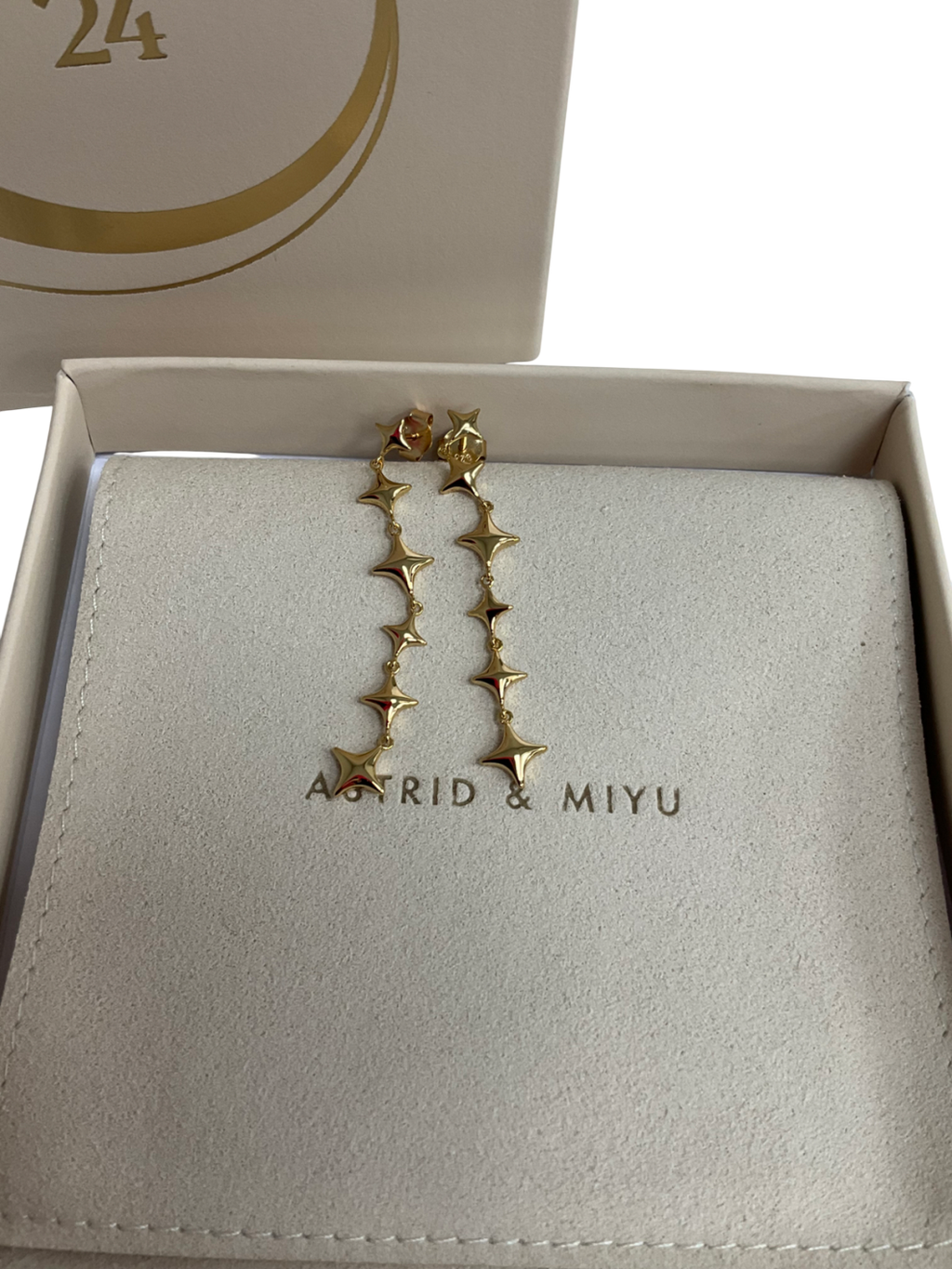 Astrid & Miyu Cosmic Star Drop Studs In Gold One Size