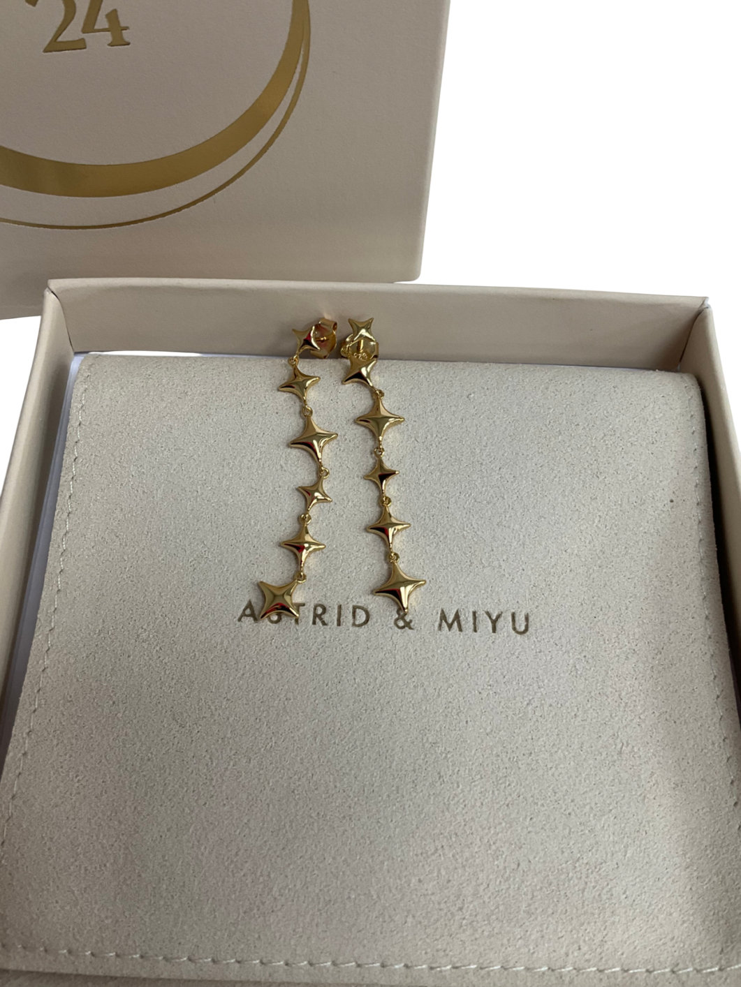 Astrid & Miyu Cosmic Star Drop Studs In Gold One Size