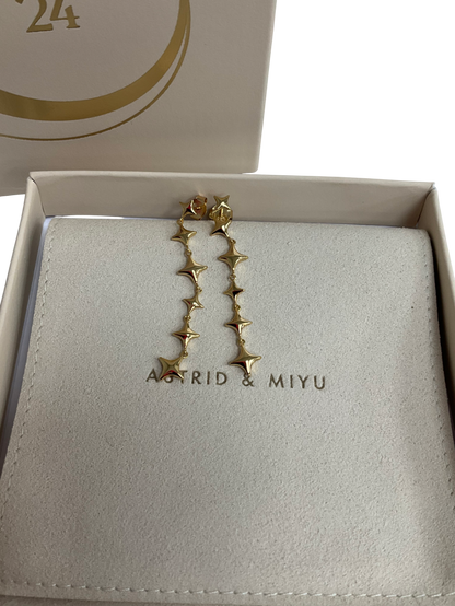 Astrid & Miyu Cosmic Star Drop Studs In Gold One Size