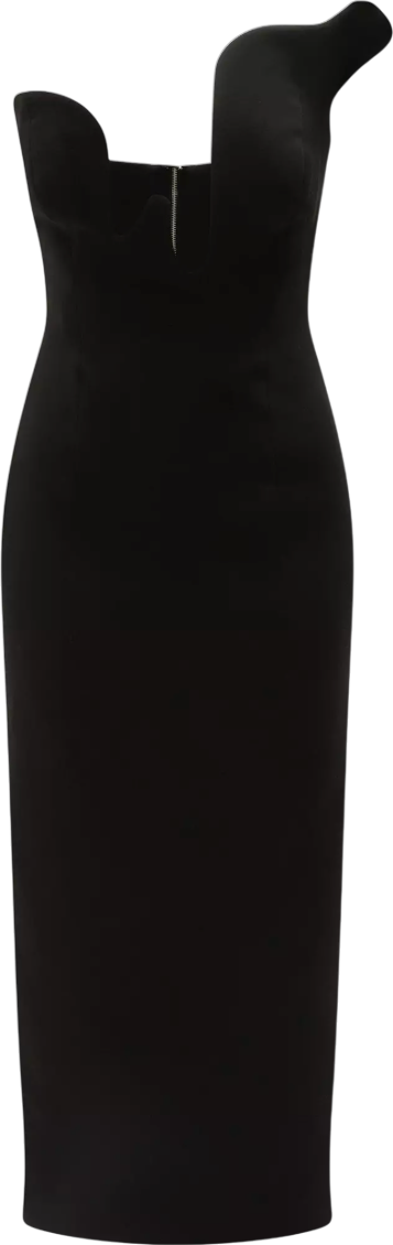 Bardot Black Rosalyn Sculptural Midi Dress UK 8