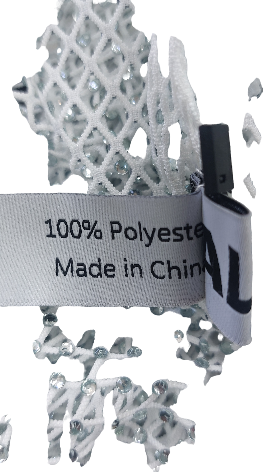 ALT White Open Mesh Dimante Dress UK S