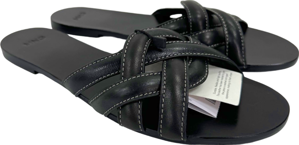 Mango Black Leather Sandals EU 40 UK 7