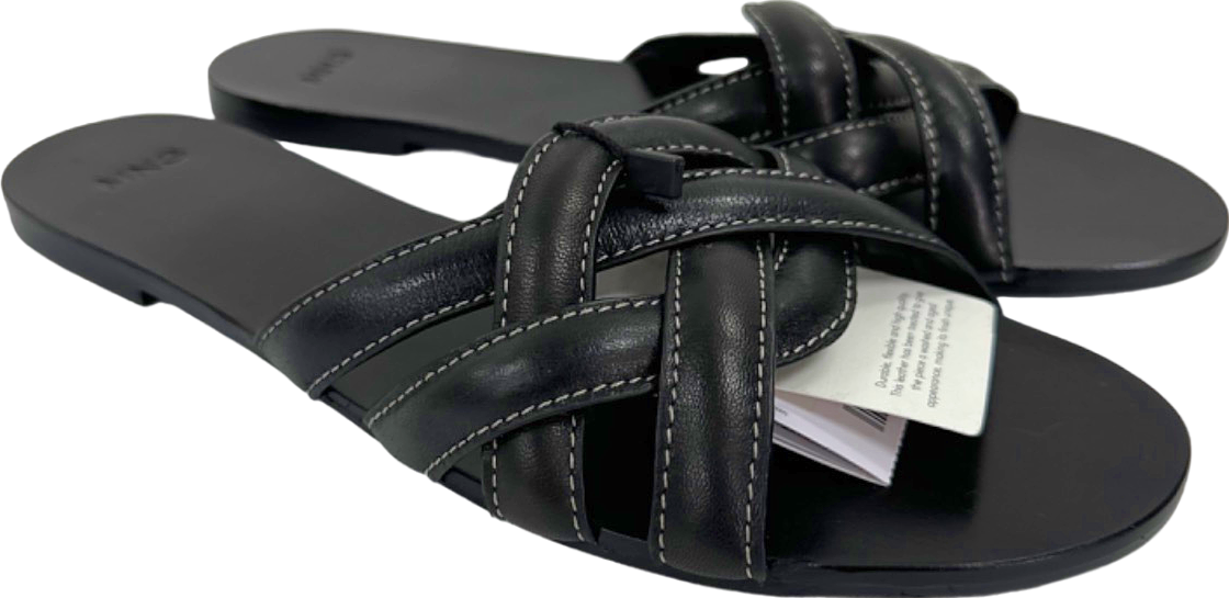 Mango Black Leather Sandals EU 40 UK 7