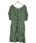 Ava & Viv Green Short Sleeve Twist Front Gingham Mini Dress UK XXL