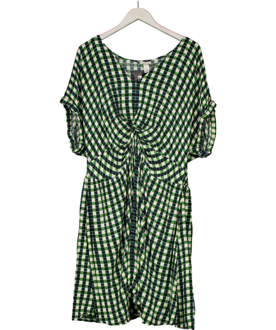 Ava & Viv Green Short Sleeve Twist Front Gingham Mini Dress UK XXL