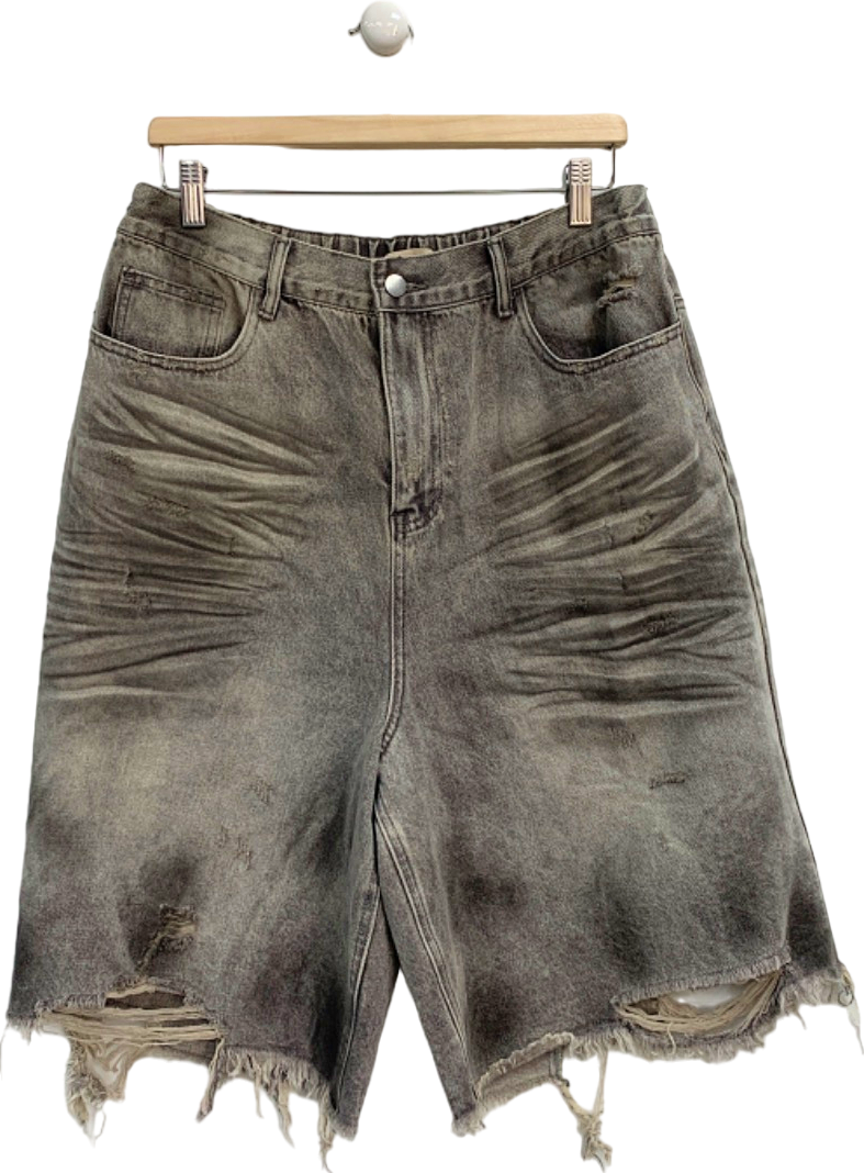Garments Grey Distressed Denim Shorts UK L
