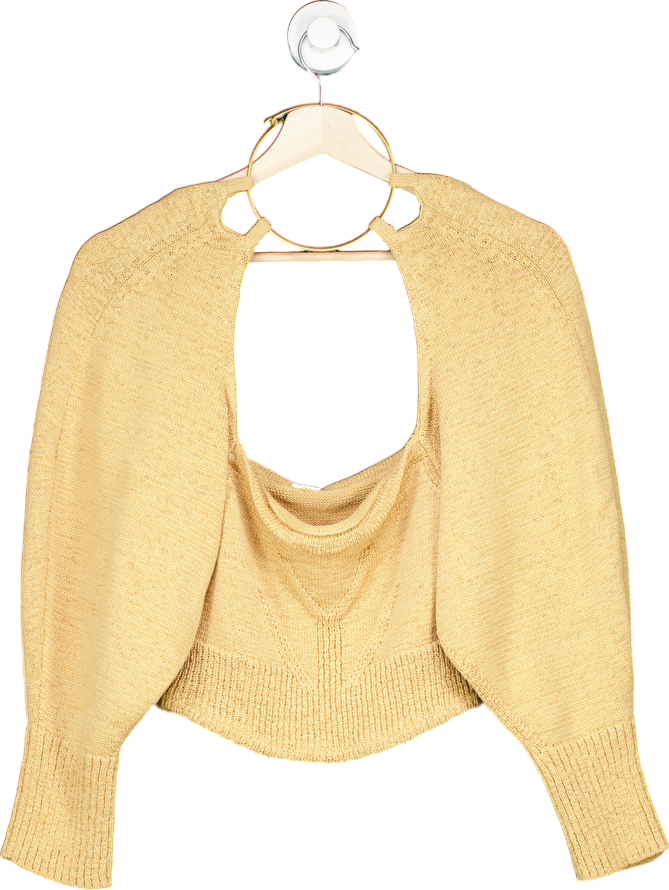 Cult Gaia Beige Knitted Cropped Sweater UK L