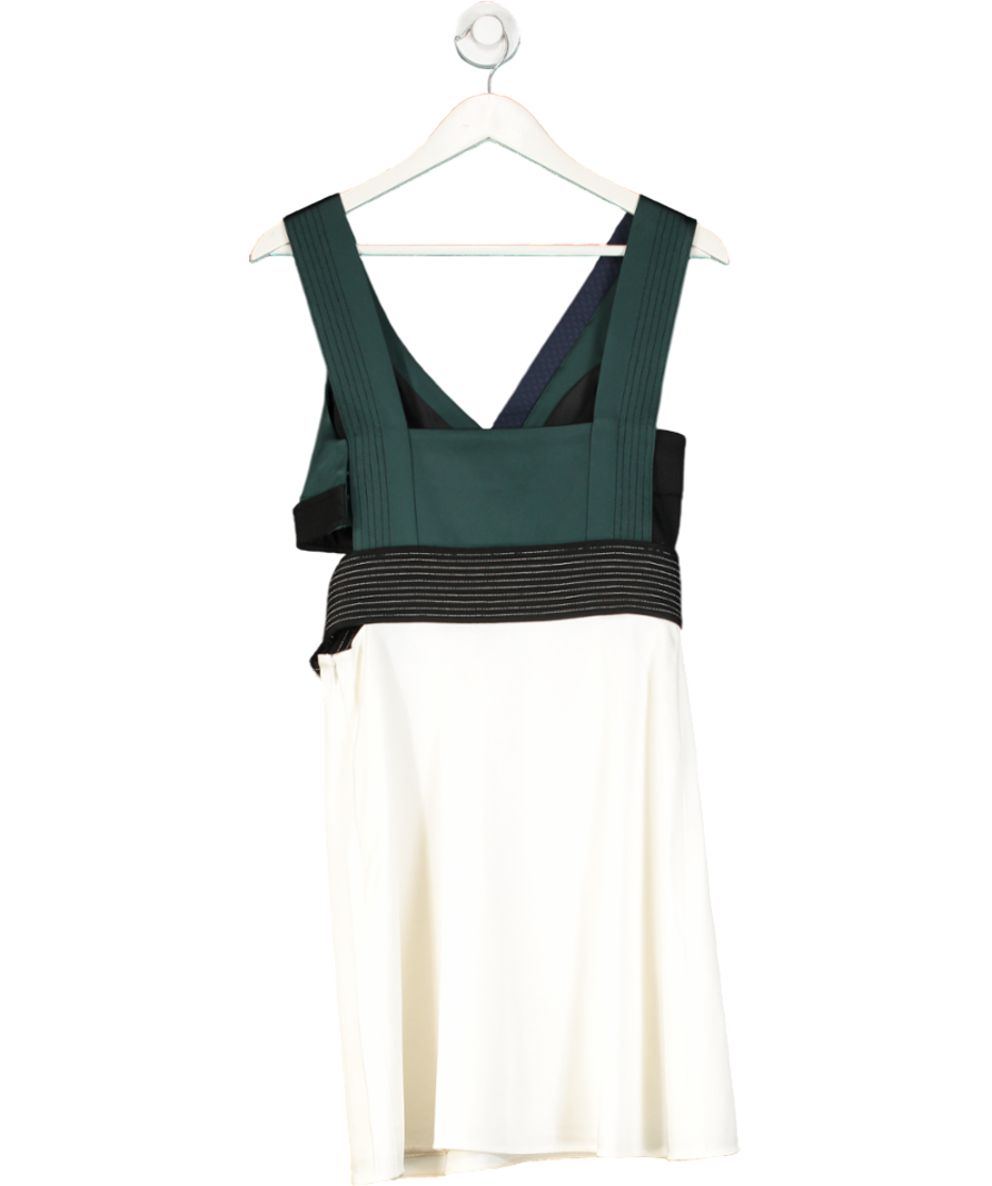 Phillip Lim Cream Colour block Judo Cut Out Crepe Mini Dress UK 4