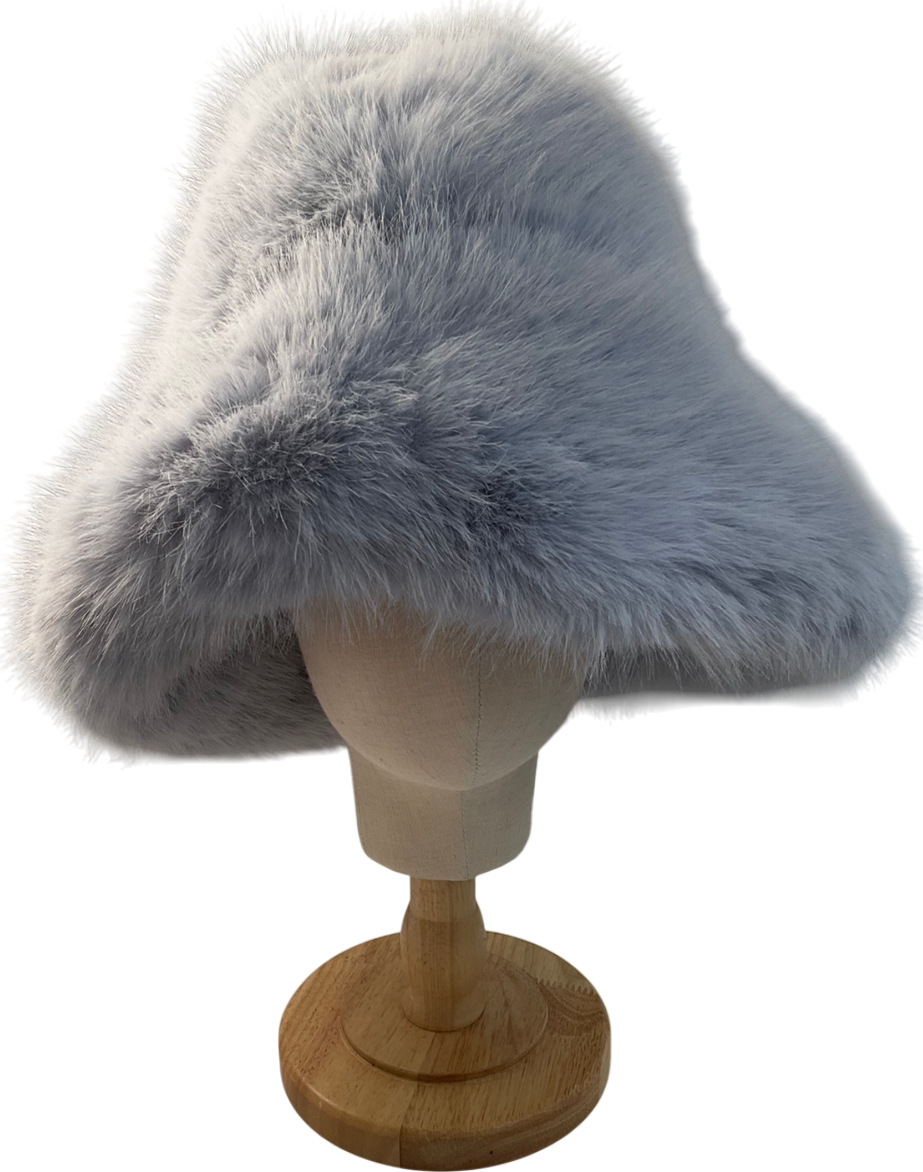boohoo Blue Faux Fur Bucket Hat One Size