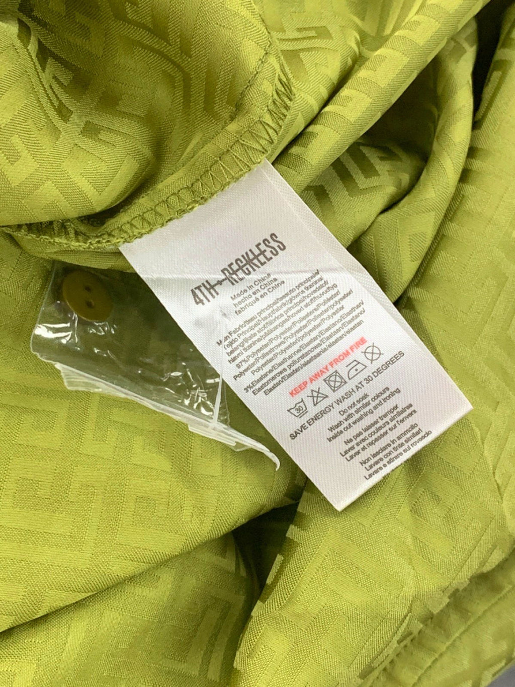 4th + Reckless Green Patterned Shirt UK 6