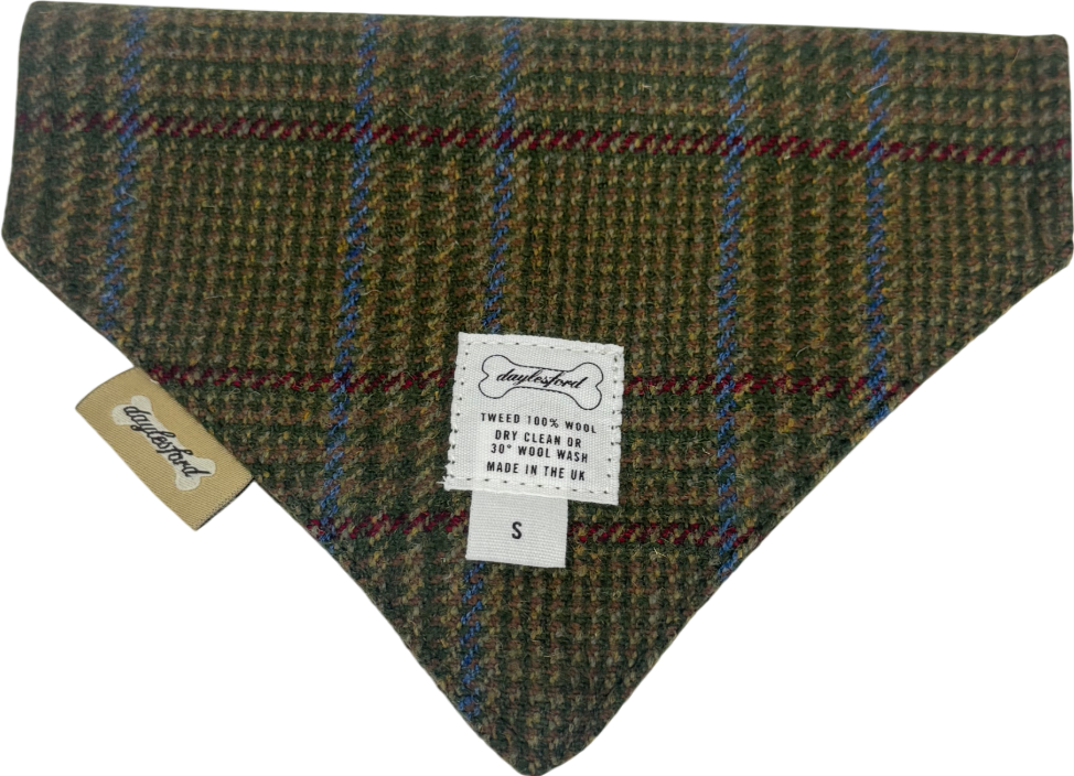 Daylesford Green Tweed Dog Bandana - For Dogs UK S
