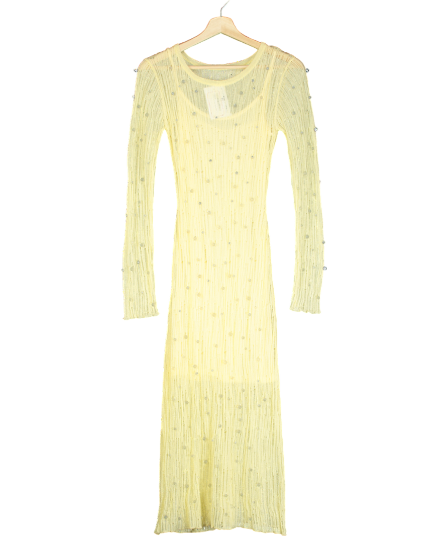 ZARA Embellished Detail Yellow Dress UK S