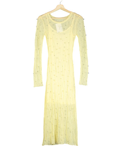 ZARA Embellished Detail Yellow Dress UK S