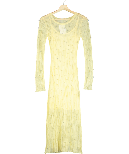 ZARA Embellished Detail Yellow Dress UK S