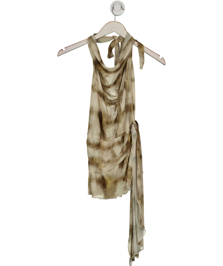Bershka Brown Tie-dye Mesh Wrap Dress UK XS/S