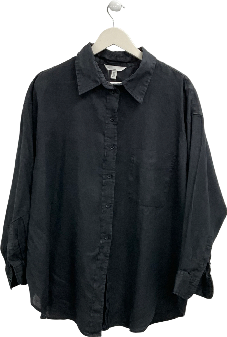 H&M Black Linen Shirt UK XL