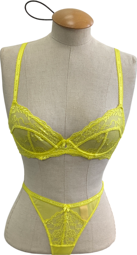 boux avenue Yellow Gracey Balconette Bra & Thong UK 30B
