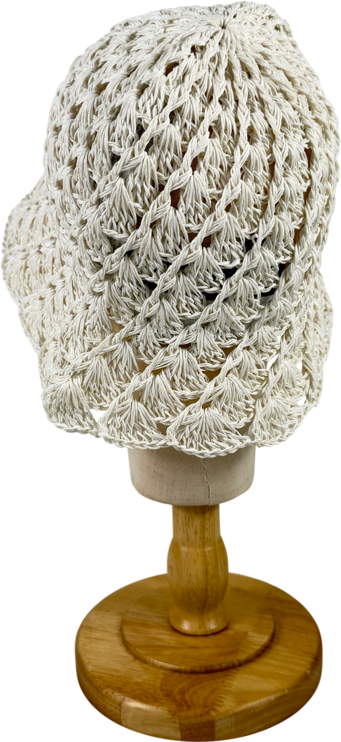 MANGO Cream Crochet Bucket Hat One Size