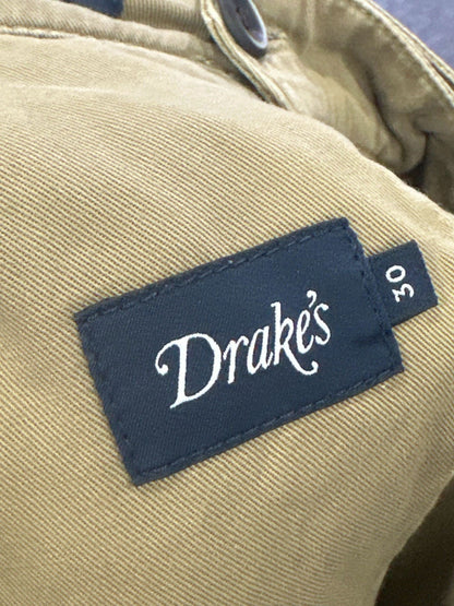 Drake's Olive Green Linen Shorts UK W30