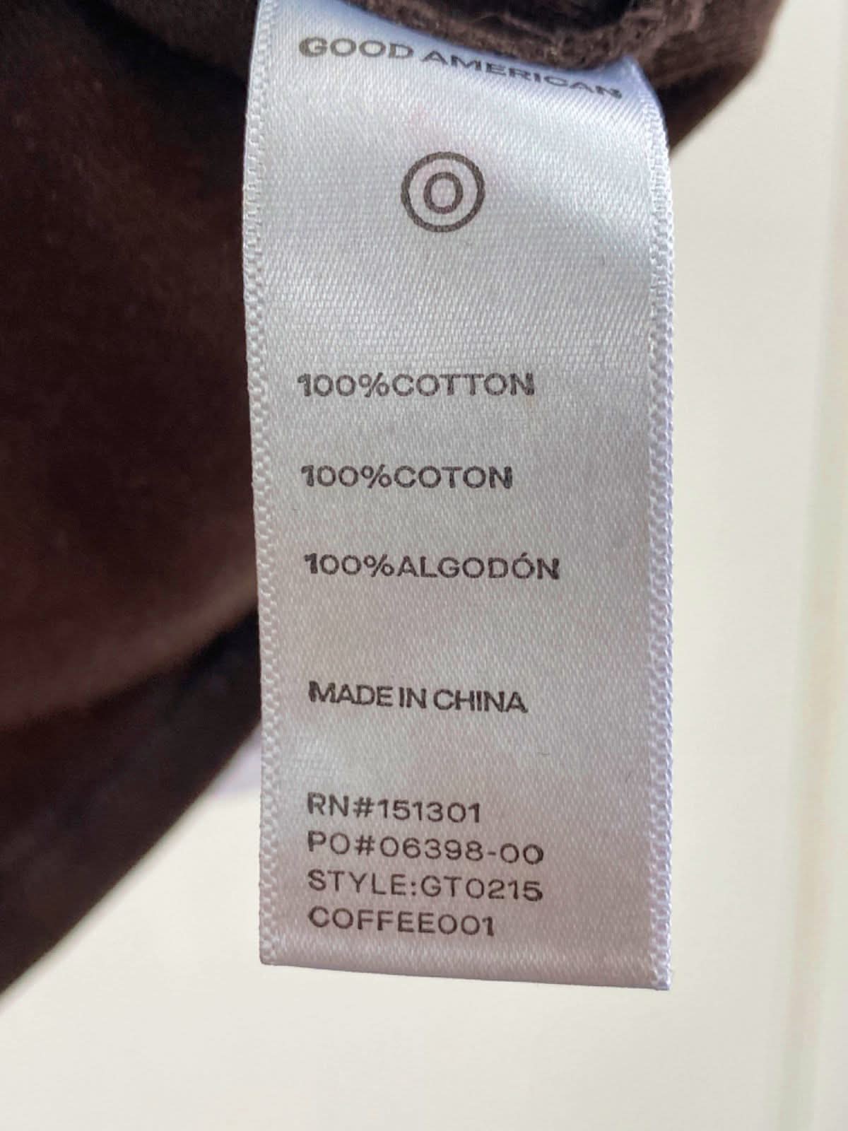 Good American Coffee Brown Crew Neck Crop Top Size 0