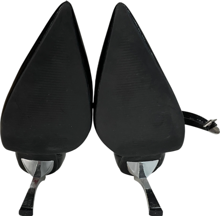 Ego Black Patent Heels With Metal Heel And Triple Buckle Straps UK 6 EU 39 👠