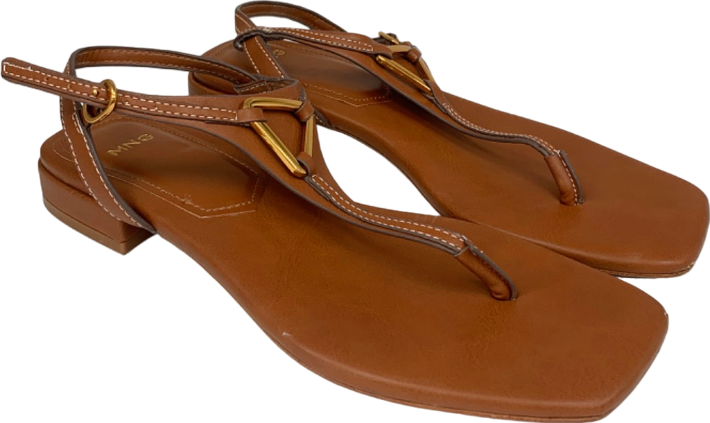 Mango Brown Leather Sandals UK 5