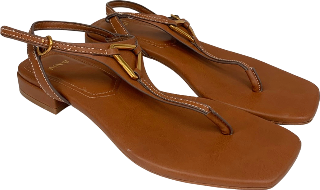 Mango Brown Leather Sandals UK 5
