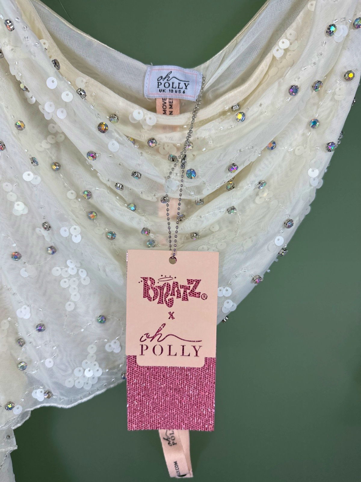 Oh Polly White Sequin Wrap Top UK 10