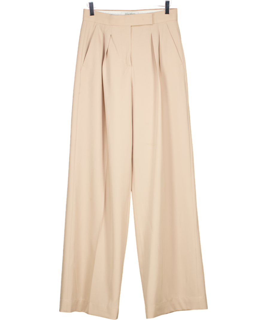 Max Mara Beige Wide Camel Trousers UK 8