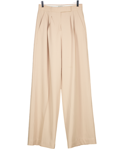 Max Mara Beige Wide Camel Trousers UK 8