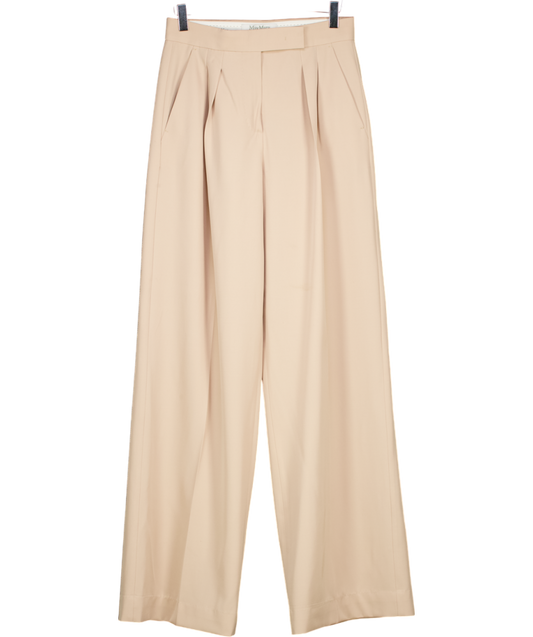 Max Mara Beige Wide Camel Trousers UK 8