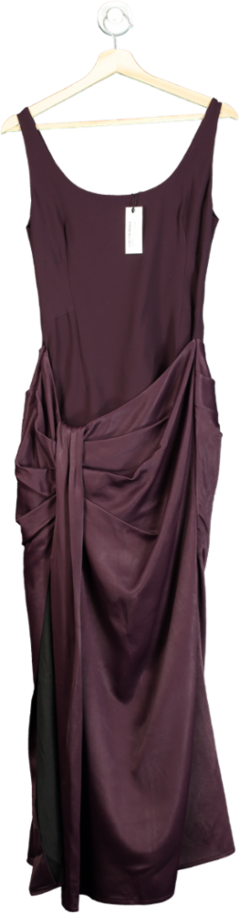 Karen Millen Aubergine Tailored Satin Waist Drape Corset Maxi Dress UK 6