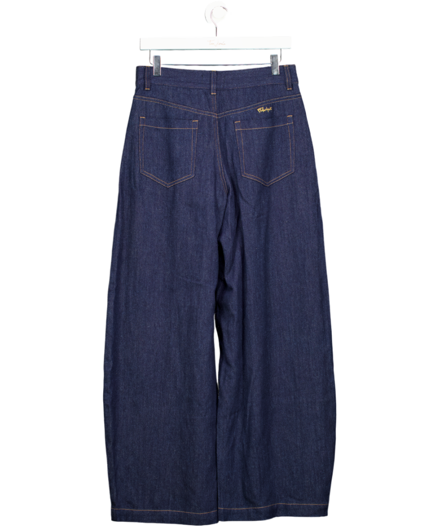 Fabrique X Roderic Wong Dark Blue  Balloon Leg Jeans In Cotton Linen Denim UK M
