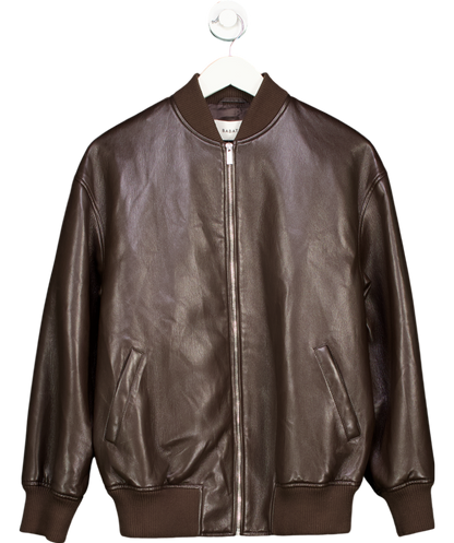 Babaton Brown Avedon Vegan Leather Bomber Jacket UK S