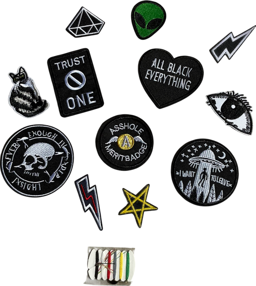 Black Applique Patches 12 Pack One Size