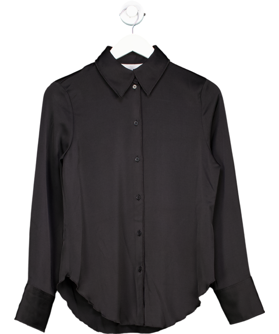 H&M Black Satin Shirt UK XS
