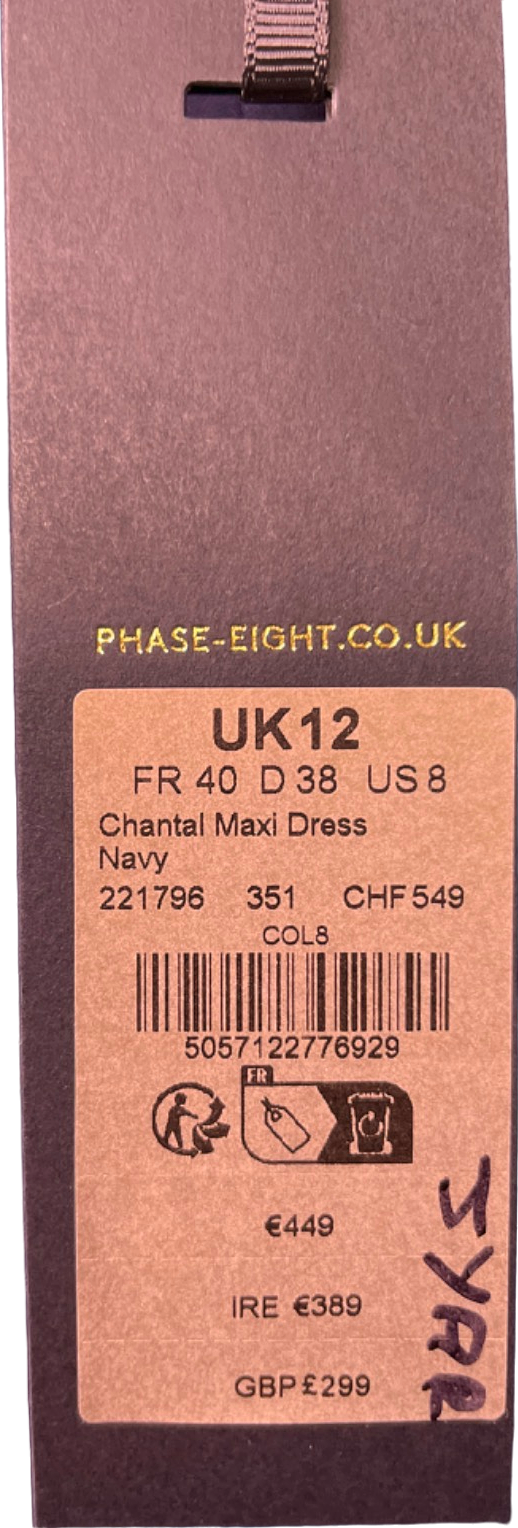 Phase Eight Navy Chantal Maxi Dress UK 12