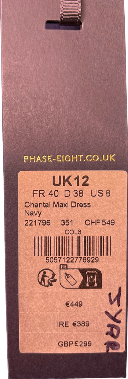 Phase Eight Navy Chantal Maxi Dress UK 12