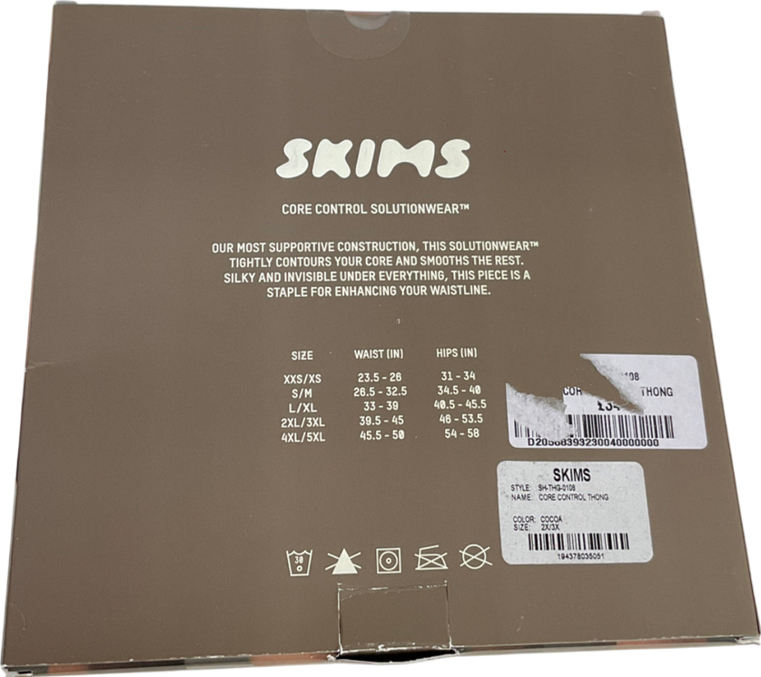 SKIMS Brown Core Control Thong - Cocoa UK XXXL