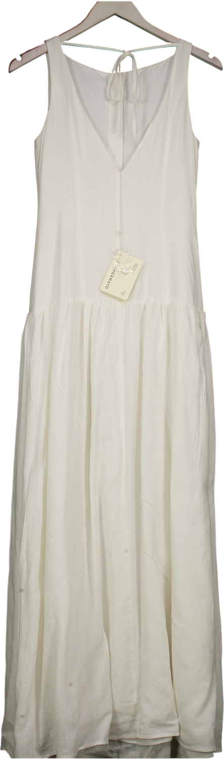 PEPPERMAYO White Meggie Linen Maxi Dress UK 10