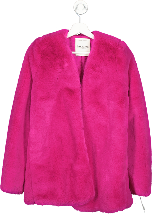 House of CB Pink Faux Fur Coat UK XS