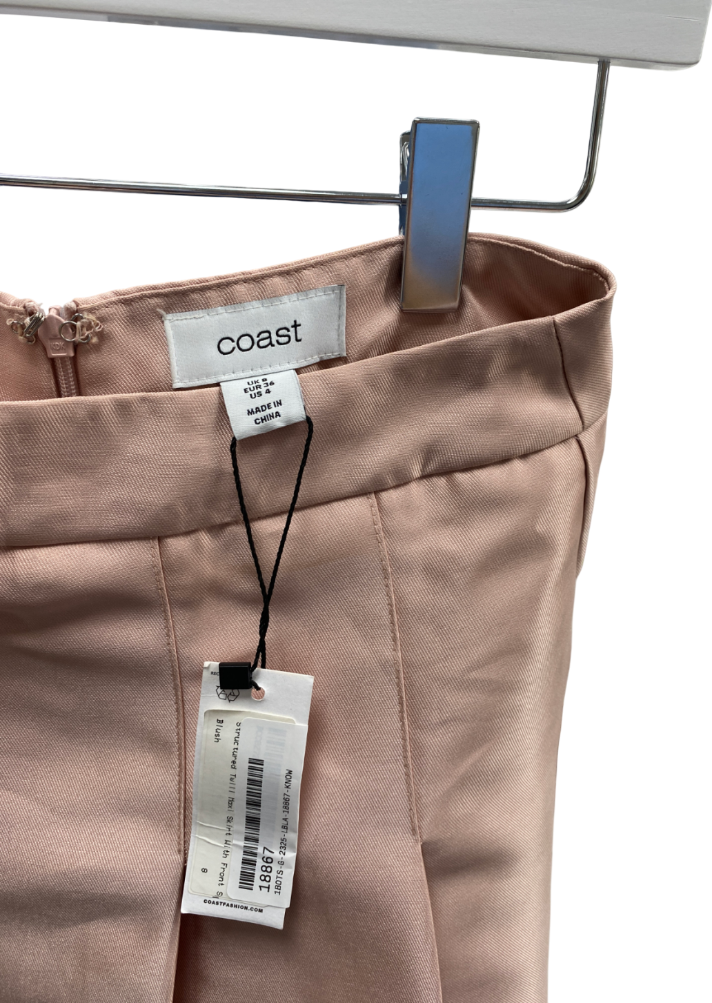 Coast Pink Twill Pleat Midi Skirt UK 8