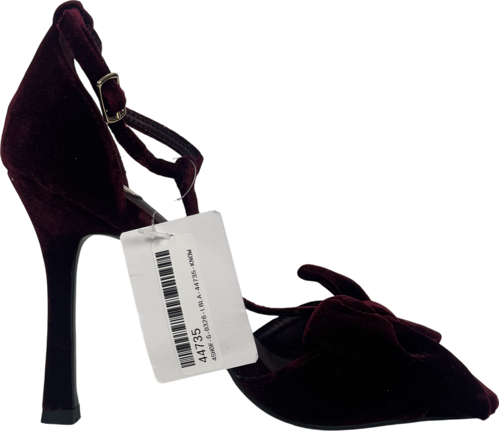 Next Red Velvet Bow Tbar Party Heeled Sandals UK 3 EU 36 👠