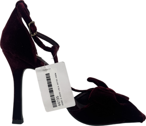 Next Red Velvet Bow Tbar Party Heeled Sandals UK 3 EU 36