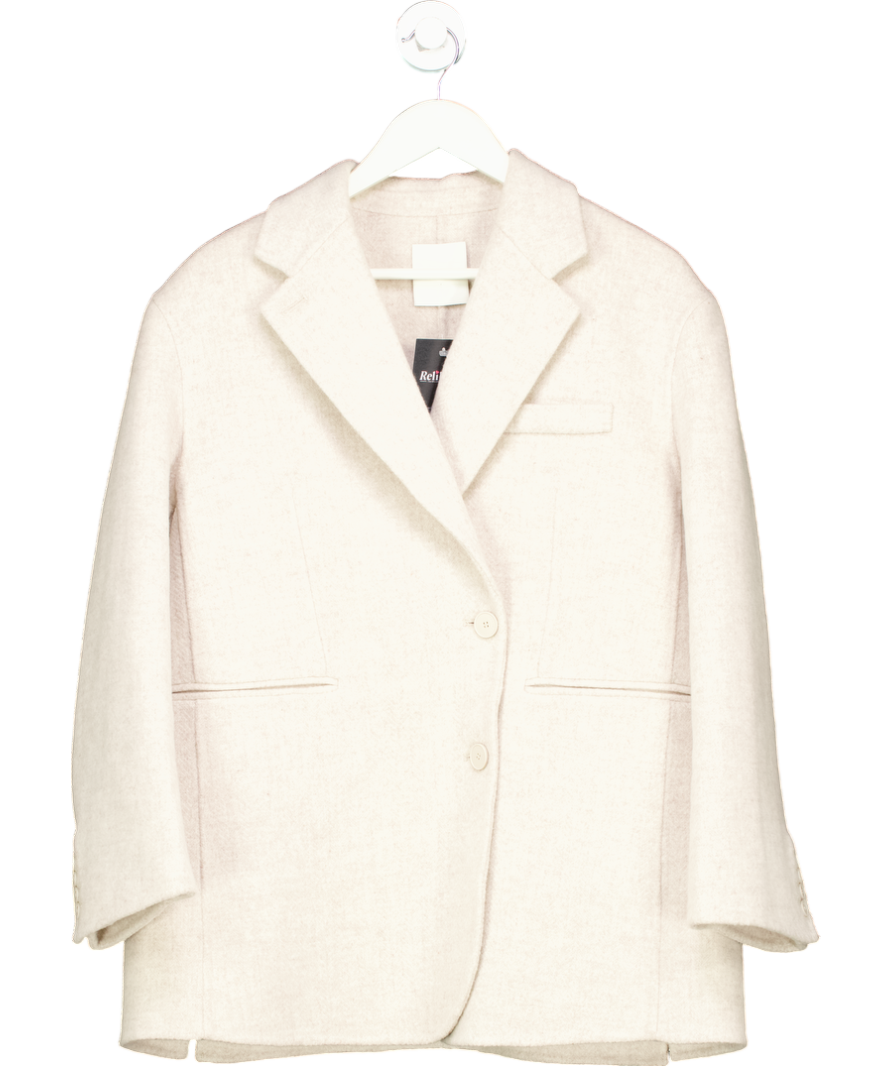 Sandro Cream Oversized Wool Blend Coat UK 8