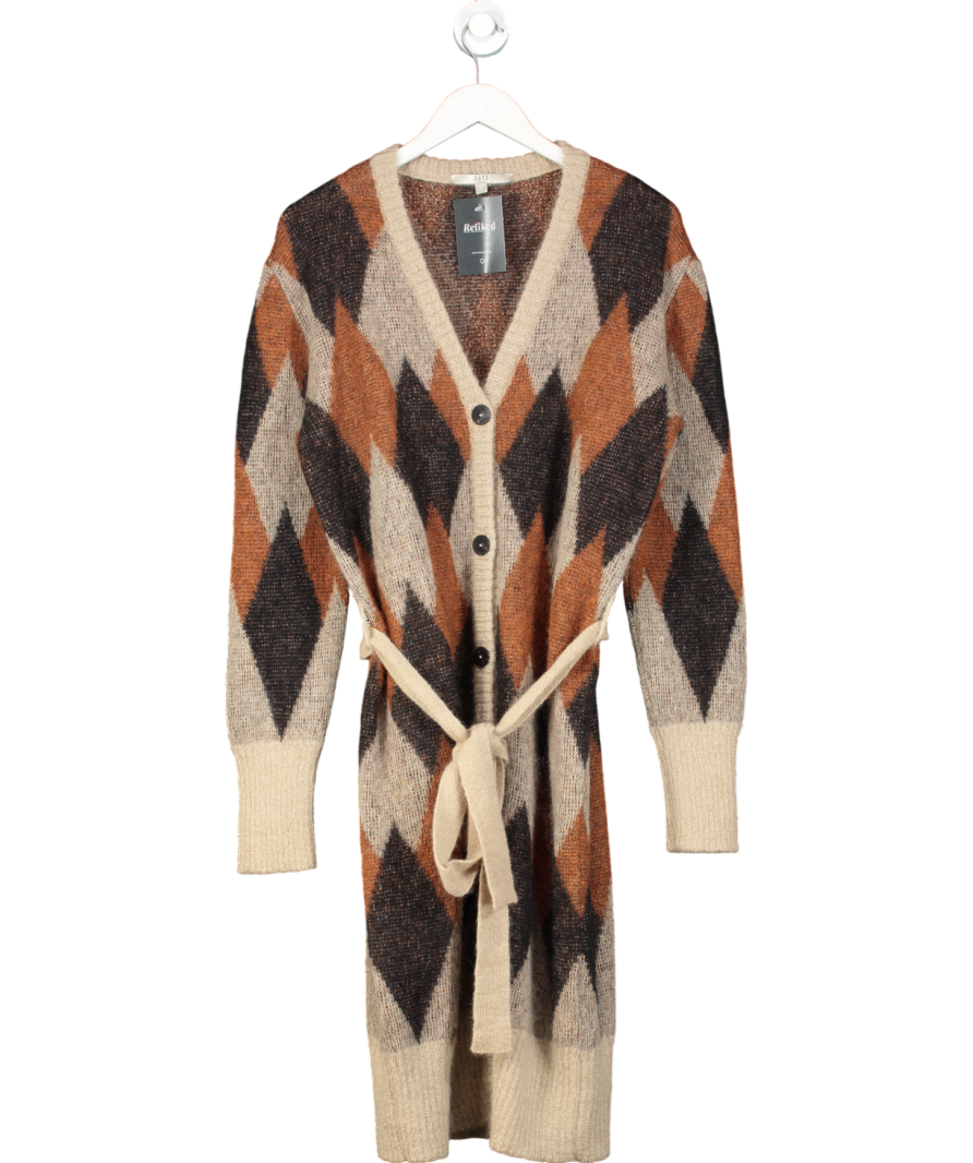 Daks Brown Oversized Argyle Cardigan UK 12