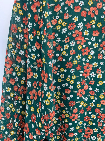 Apricot Green Floral Ruched Neck Dress UK 14